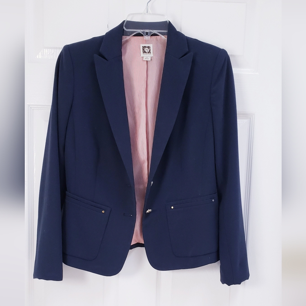 Anne Klein Blazer- Navy Blue - Picture 2 of 7